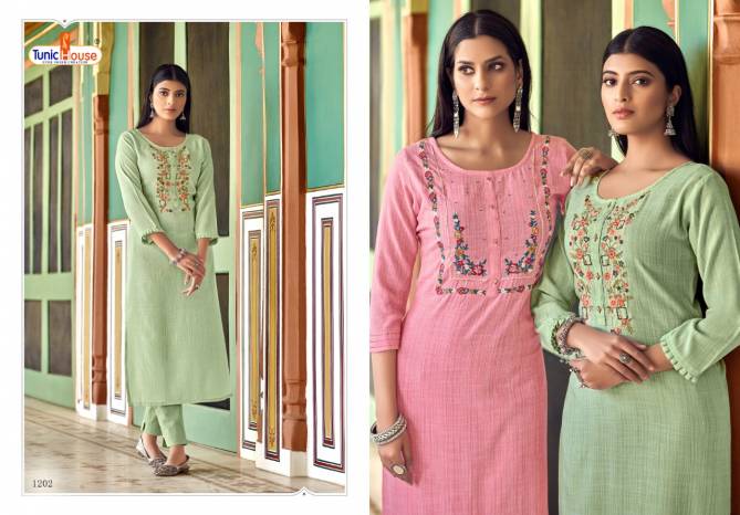 Tunic House Cloud Ethnic Wear Rayon Embroidery Design Kurti Collection